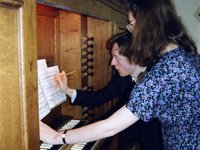1994-05-14-74-10718 Dominic White at the organ, with Alexandra (c) Linda Jenkin.jpg